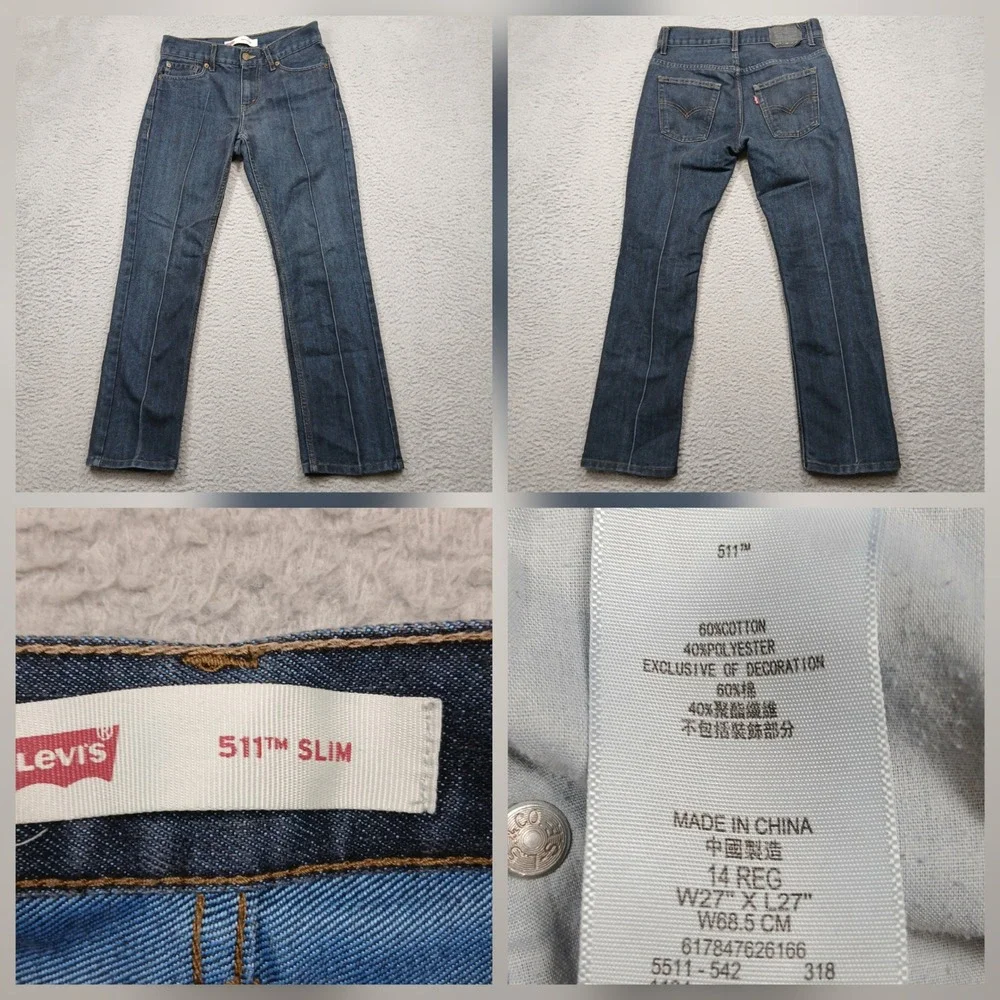 Levi's 511 Slim Jeans Boys 14 Regular W27 L27 Blue Denim